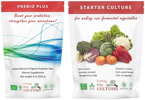 Cutting Edge Cultures Prebio Plus Prebiotic Fiber Powder Best Custom Blend of Organic Prebiotic Fibers Dietary Supplement 8 oz