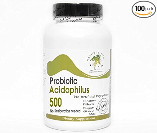 Probiotic Acidophilus 500 Million Live Active Cultures - 450mg - No Refrigeration Needed ~ 100 Capsules - No Additives ~ Naturetition Supplements