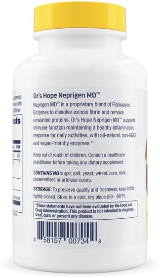 Neprigen MD™ Multi Enzyme Blend 30000 FU Multi-Enzyme Nutritional Supplements Support Blood Circulation and Fibrin Protection 150 Veggie Capsules Made in the USA