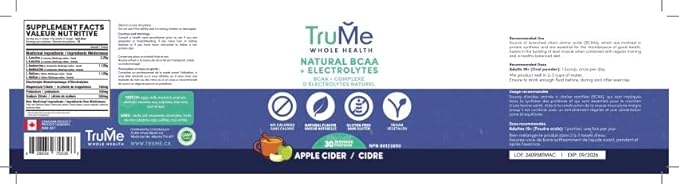 TruMe BCAA Powder with Electrolytes - Sugar Free Amino Acids Supplement - Apple Cider - Informed Sport Certified Post Workout Recovery - 30 Servings