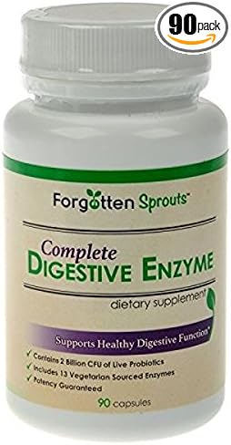 Digestive Enzyme with 2 Billion Probiotics - Non-GMO - 13 Vegetarian Sourced Enzymes - 90 Capsules - Dietary Supplement by Forgotten Sprouts