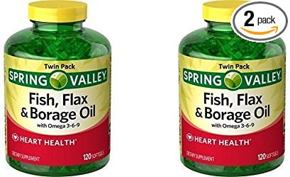 Spring Valley Fish Flax &amp Borage Oil Dietary Supplement Softgels 120 Count (Pack of 2)