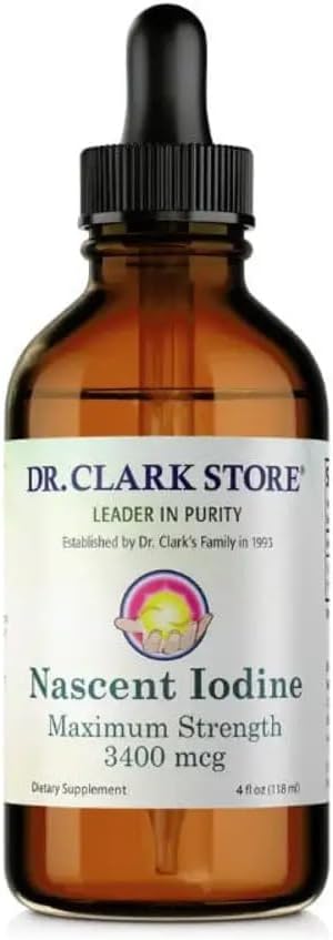 Dr. Clark Store White Iodine (Nascent Iodine) – 4 Fl Oz Supports Thyroid Health &amp Immune System
