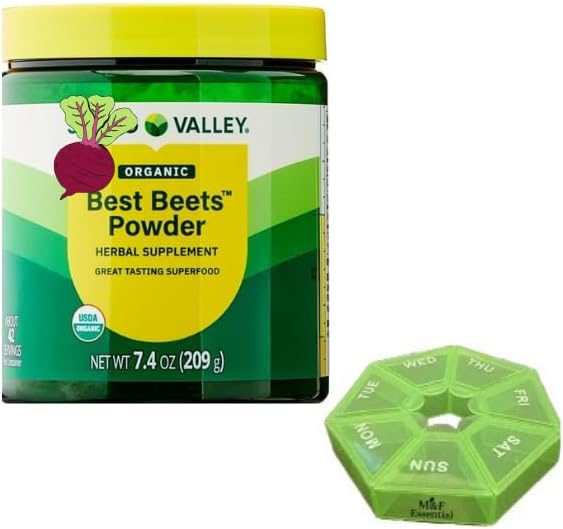 M&ampF Pill Organizer + Spring Valley Organic Beet Powder 7.4 oz Heart Health &amp Energy Supplement