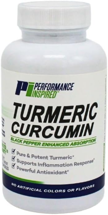 Performance Inspired Nutrition Turmeric Curcumin Capsules – Joint Support &amp Antioxidant – Enhanced Absorption – 60 Count