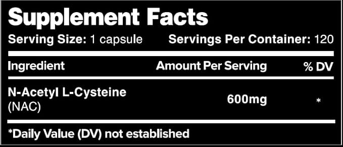 Leviathan Nutrition NAC Supplement N-Acetyl Cysteine for Lung Liver Immune Support - Potent Antioxidant Support to Boost Glutathione Levels 600mg 120 Capsules