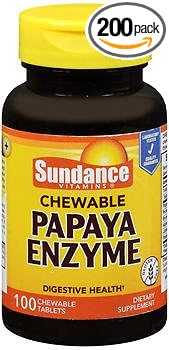 Sundance Chewable Papaya Enzyme - 100 Tablets Pack of 6