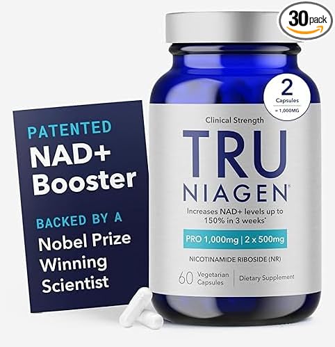 TRU NIAGEN Patented Extra Strength NAD Supplement for Brain Function Anti Aging Cell Regeneration | Supports Cellular Energy | Nicotinamide Riboside (NR) | 30-1000mg Servings (2x500mg Take 2 Daily)
