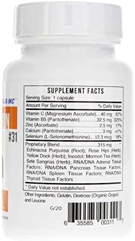 Systemic Formulas Ga Adrenal Energy Support: #31 - Ga - Adrenal Cortex Support 60 Capsules