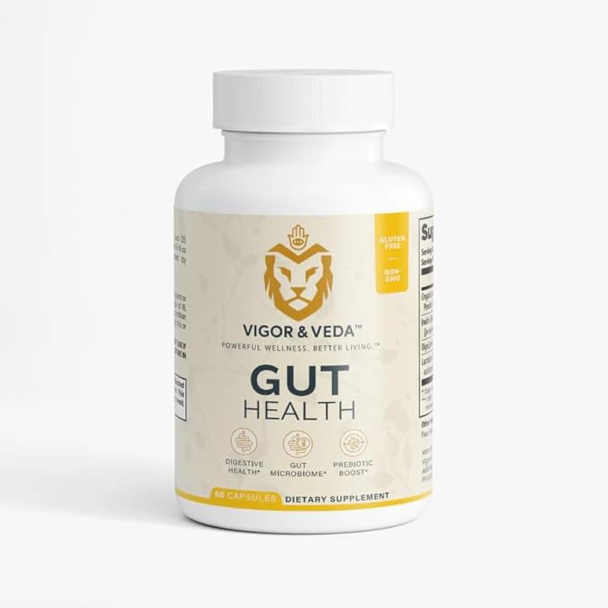 Vigor &amp Veda™ Gut Health – Advanced Probiotic &amp Prebiotic Formula for Digestive Balance Bloating Relief &amp Immune Support – 60 Capsules