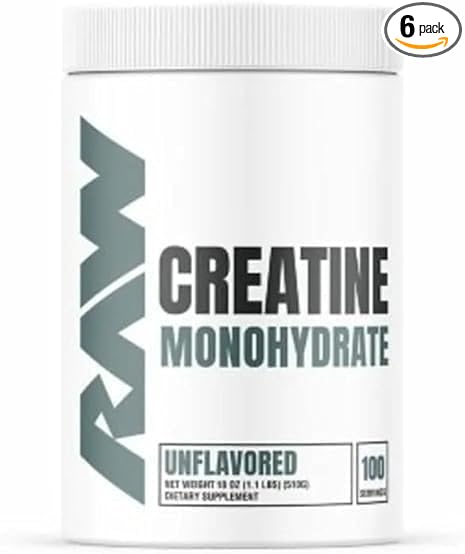 6 Containers Raw Creatine Monohydrate 100 Servings Per Container100% Pure Unflavored Powder