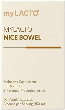 Nice Gut Probiotics Supplement 3 Billion CFU 450 mg x 30 Veggie Capsules for Helps Improve Gut Health and Promotes Regular Bowel Movements.
