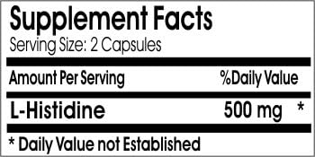 L-Histidine 500mg // 200 Capsules // Pure // by PureControl Supplements
