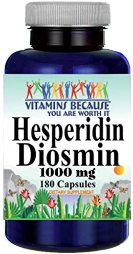 Hesperidin Diosmin 180 Capsules 50mg/450mg - (Non-GMO Gluten Free) Promotes Lymphatic Drainage &amp Supports Circulation - Made in USA - Vitamins Because