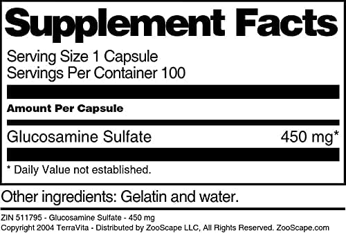 Glucosamine Sulfate - 450 mg (100 Capsules ZIN: 511795)