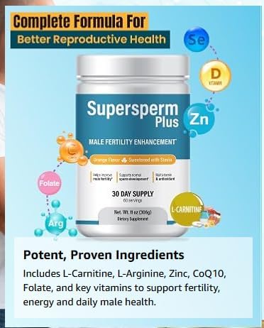Male Fertility Supplement with L-Carnitine and L-Arginine Preconception Fertility Formula for Optimal Count &amp Healthy Volume Production1 Month Supply (60 doses) in Powder.