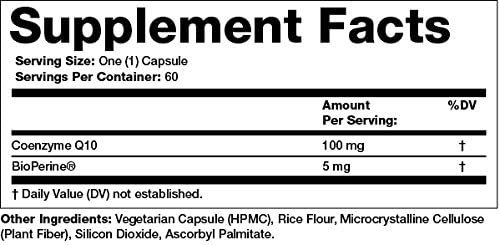 Olympian Labs CoQ10 100mg Formulated with Bioperine for Greater Absorption Supporting Heart Health 60 Capsules