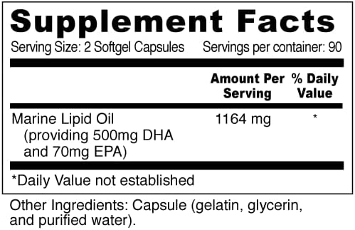 Wellness Resources Daily DHA - Highest Potency &amp Purity DHA Fish Oil in TG Form (180 Capsules)