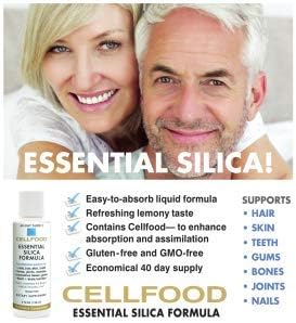 Cellfood Essential Silica Anti-Aging Formula 4 fl oz - Supports Healthy Bones Joints Hair Skin Nails Teeth &amp Gums - Easy to Absorb Liquid - Gluten Free Thiaminase Free Non-GMO - 40-Day Sup