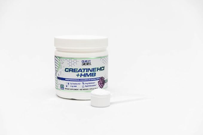 Creatine HCl + HMB for Athletes – Performance &amp Recovery Formula – 2g Creatine HCl 2.5g HMB – Fast Absorption No Bloat No Loading – 30 Servings – GEC (Standard Sour Grape Candy)