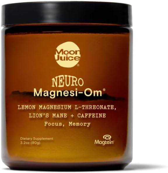 Moon Juice Neuro Magnesi-Om - Brain Support Supplement with Magnesium L-Threonate Lion’s Mane L-Theanine &amp Caffeine - Magnesium Powder for Focus &amp Memory - Lemon 3.2 oz 30 Servings