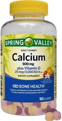 SV Calcium 500 mg Plus Vitamin D 25 mcg Bone Health Dietary Supplement Gummies 100 Count + VSL Store Sticker.