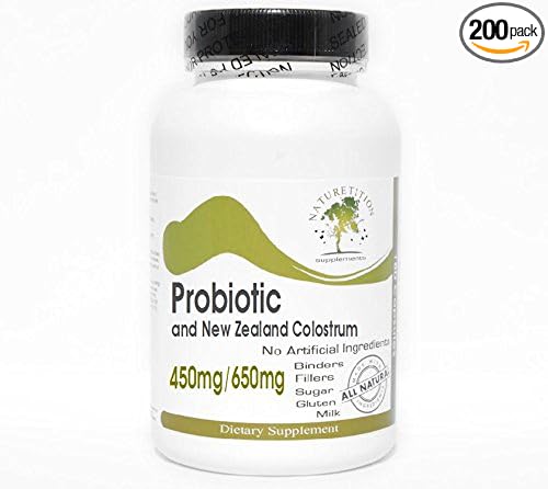 Probiotic 450mg and New Zealand Colostrum 650mg ~ 200 Capsules - No Additives ~ Naturetition Supplements