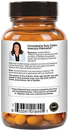 Chelated Magnesium Capsules 45 Servings - Supports Nerve and Muscle Function - 90 Capsules - by Suzy Cohen RPh