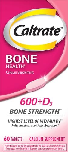 Caltrate 600 Plus D3 Calcium and Vitamin D Supplement Tablets Bone Health Supplements for Adults - 60 Count (Pack of 4)