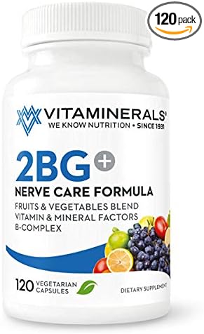 Vitaminerals 2BG+™ B Complex Immune Support High Potency B Complex | Fruits &amp Veggies Blend | 120 Veggie caps