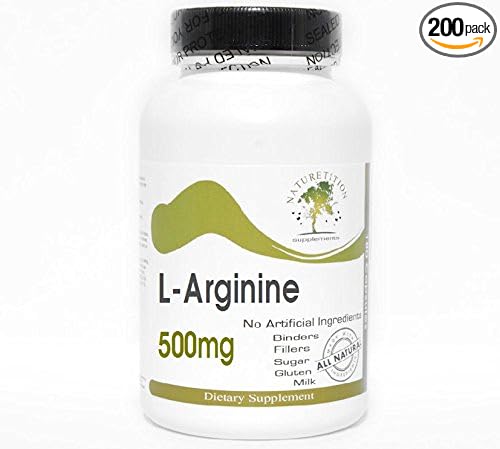L-Arginine 500mg ~ 200 Capsules - No Additives ~ Naturetition Supplements