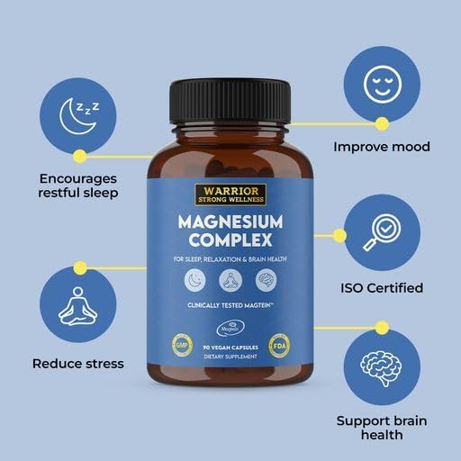 Magnesium Complex -Triple Blend 100% Chelated Mag Supplement-Magtein Magnesium L-Threonate for Memory &amp Brain Health -Glycinate Sleep Well-Taurate- Relaxation