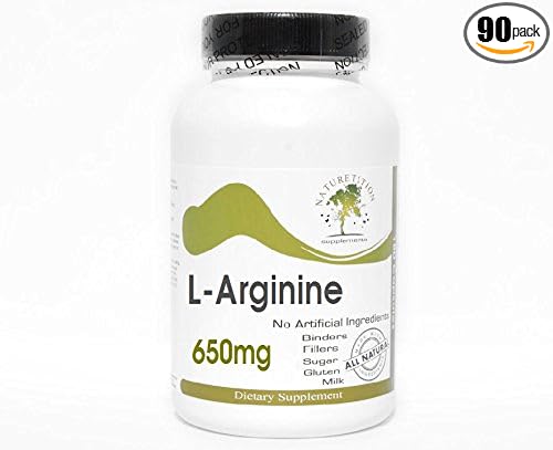 L-Arginine 650mg ~ 90 Capsules - No Additives ~ Naturetition Supplements