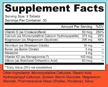 LIVELY VITAMIN CO. Osteo Awesome - Stronger Bones Joints &amp Teeth - Better Bone Density - Calcium D3 Magnesium Boron Silicon Strontium Vitamin K2 Melatonin - 90 Vegetable Capsules