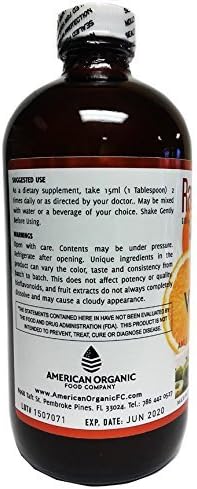 Raw Garden Natural Liquid Vitamin C with Rose HipAmlaCamu Camu Acerola 1 Pack 16 OZ Glass Bottle