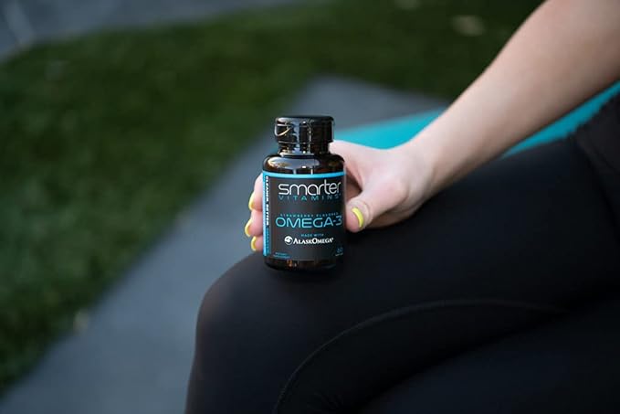 SmarterVitamins Omega 3 Fish Oil Strawberry Flavor Burpless Tasteless 2000mg DHA EPA Triple Strength Made with AlaskOmega®