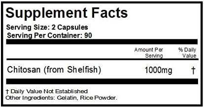 Chitosan 1000mg ~ 180 Capsules - No Additives ~ Naturetition Supplements