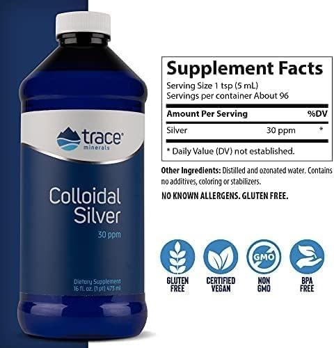 Trace Minerals Colloidal Silver - Pure Colloidal Silver Supplement for Immune Support - Natural Mineral Drops - High-Potency Formula - Gluten-Free - Vegan - 16 fl oz (48 Servings)