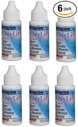 OxyLift® Sixpack All Natural Daily Oxygen &amp Mineral Booster with Ionic Minerals Enzymes Amino Acids &amp Beneficial Subtle Energy Booster/ Supplement 6 bottle package.