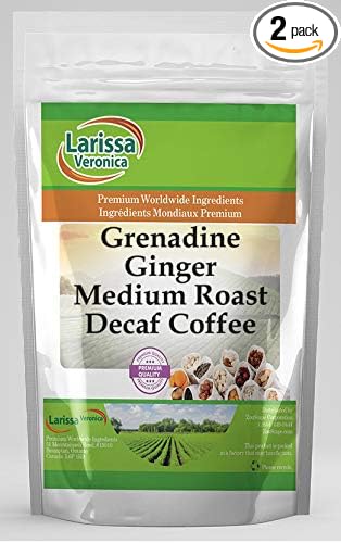 Grenadine Ginger Medium Roast Decaf Coffee (Gourmet Naturally Flavored Whole Coffee Beans) (8 oz ZIN: 563249) - 2 Pack