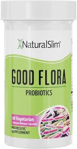 NaturalSlim Good Flora Probiotics for Women &amp Men - Gut Health Supplements with 7 Powerful Strains for De-Bloating &amp Vitality - Probiotics for Digestive Health 60 Vegetarian Capsules Solo