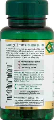 Nature's Bounty Vitamin D3 5000 IU Softgels Rapid Release Immune Support Vitamin D Supplements 150 Count (Pack of 2)