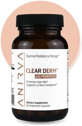 Clear Skin Supplement with Zinc &amp Probiotics for Adults – Supports Hormonal Acne Breakouts &amp Rosacea – Acne Pills for Clearer Complexion – Anirva ClearDerm
