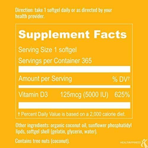 UpNourish 2 Pack - Liposomal Vitamin D 5000 IU 730 softgels Cholecalciferol Vitamin D3 with Natural Coconut Oil VIT D3 Supplement
