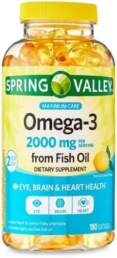 Spring Valley Omega-3 from Fish Oil Maximum Care Softgels 2000mg 180 Count