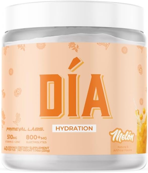 DIA Hydration Electrolyte + Immunity Powdered Drink Mix | Latino Aguas Frescas Flavors | Vitamin C Zinc &amp Taurine | Low Sugar 1 gram per serving | Daily Hydration Drink Mix | 40 Servings | Melon