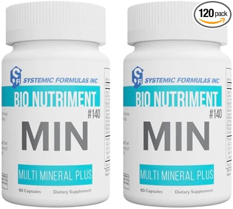 Systemic Formulas MIN Multi Mineral Plus – 60 Capsules | Essential Mineral Complex for Daily Wellness Cellular Replenishment &amp GeoMetal™ Keychain Pill Holder (60 Capsules Pack of 2)