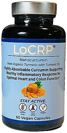 LoCRP Nano-Absorb Curcumin &amp Turmeric Oil Capsules - Vegan Heart &amp Colon Support 60-Day Supply