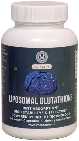 Liposomal Glutathione – Antioxidant Support for Brain Heart Eye Respiratory &amp Immune Wellness – BIO-111 for Absorption – Vegan Non-GMO Gluten-Free – 60 Capsules