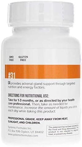 Systemic Formulas Ga Adrenal Energy Support: #31 - Ga - Adrenal Cortex Support 60 Capsules (Pack of 2) and 7 Day Pill Organizer